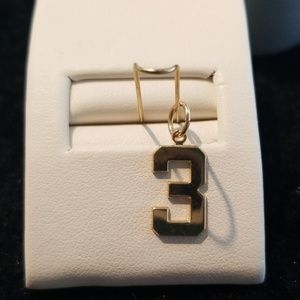 14k gold number 3 pendant